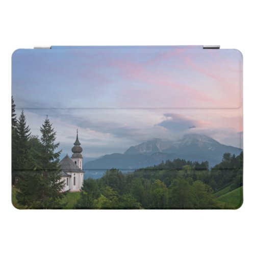 Church with Alps mountains at sunset iPad Pro Cover