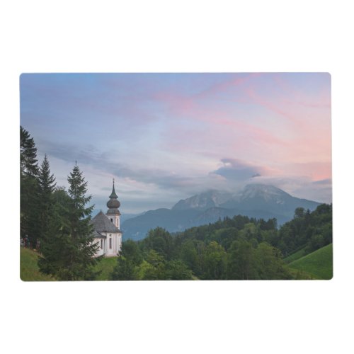 Church with Alps mountains at sunset Placemat
