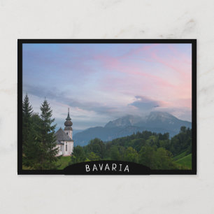 Church with Alps mountains at sunset Postcard