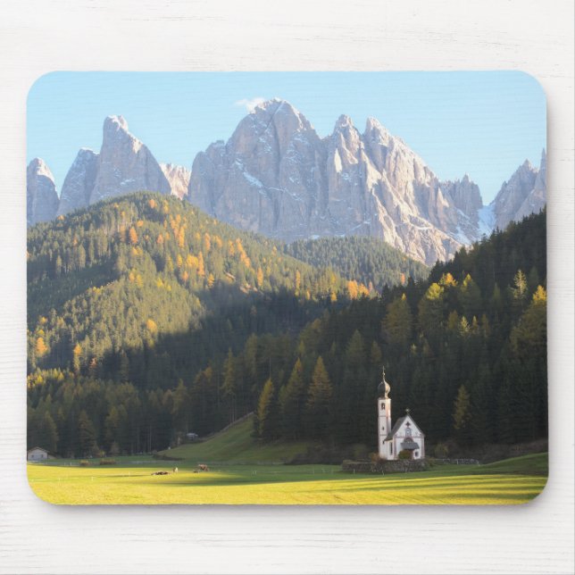 Church with Dolomites background mousepad (Front)