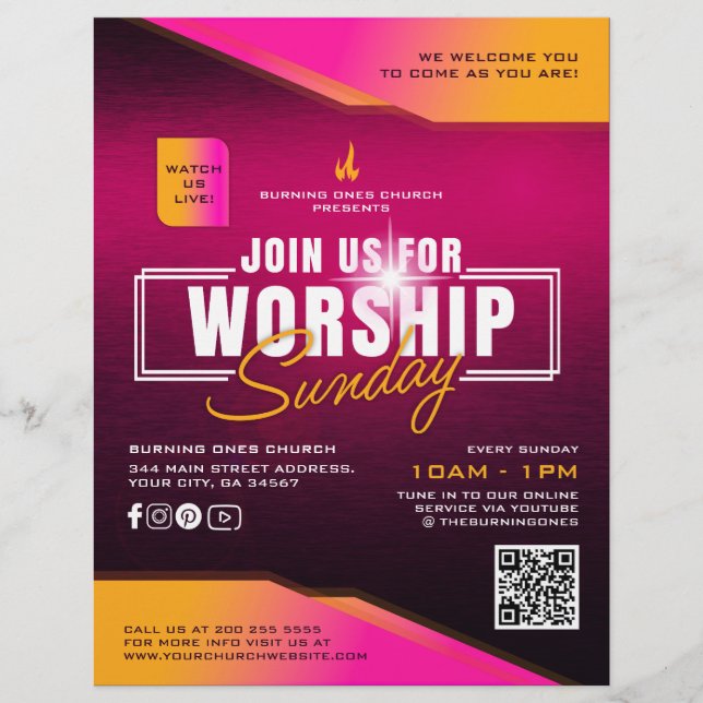 Church Worship Sunday Marketing Advertisement Flyer (Front)