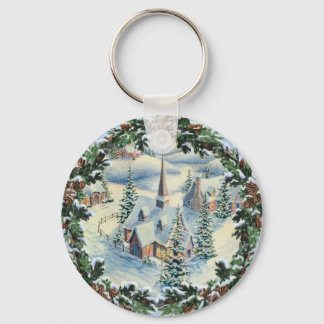 CHURCH & WREATH by SHARON SHARPE Keychain