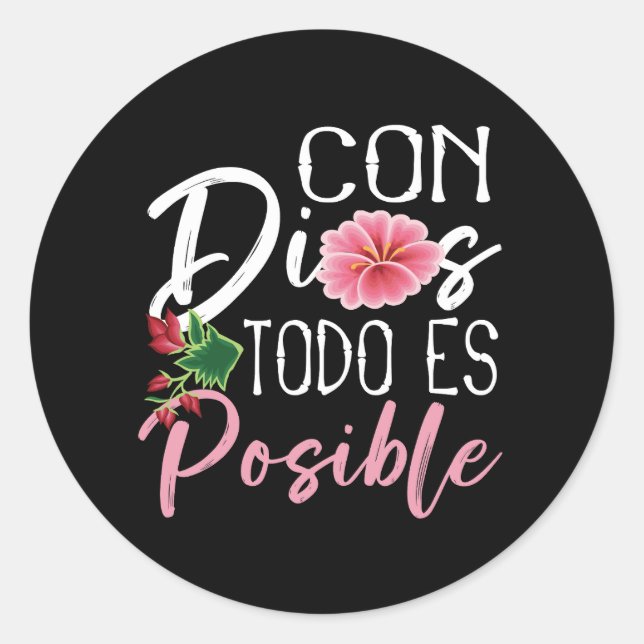 Church Youth Con Dios Todo es Posible Shirt Christ Classic Round Sticker (Front)
