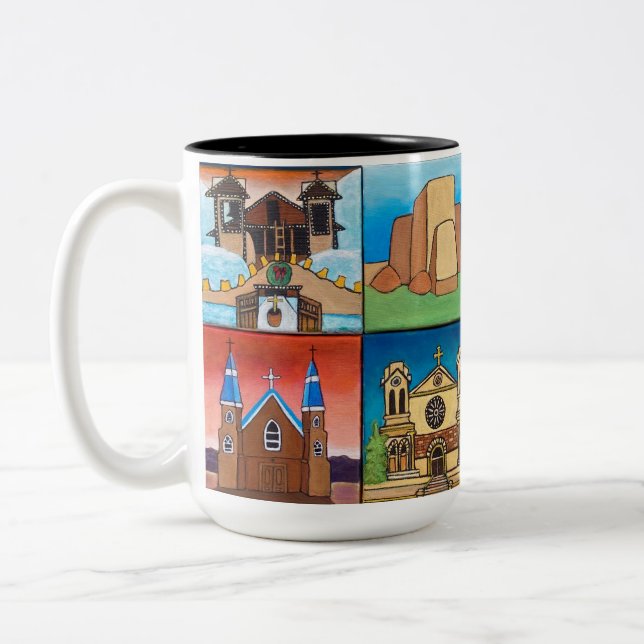 Churches of New Mexico! Original art! Two-Tone Coffee Mug (Left)