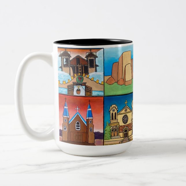 Churches of New Mexico! Original art! Two-Tone Coffee Mug (Left)