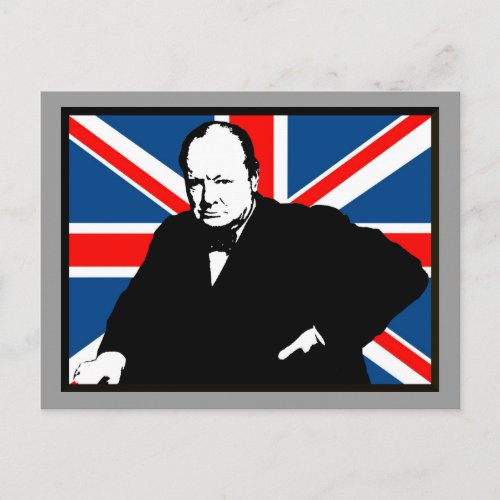 Churchill and Union Jack Postcard