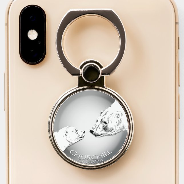 Churchill Canada Phone Grip Polar Bear Ring Holder (Close Up)