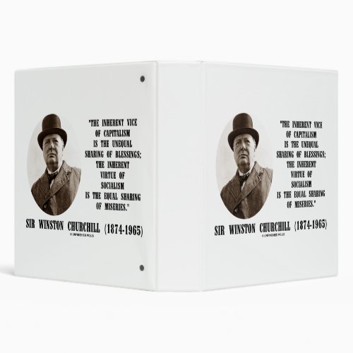 Churchill Inherent Vice Of Capitalism Virtue Quote 3 Ring Binder
