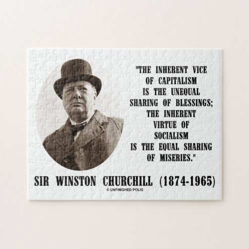 Churchill Inherent Vice Of Capitalism Virtue Quote Jigsaw Puzzle