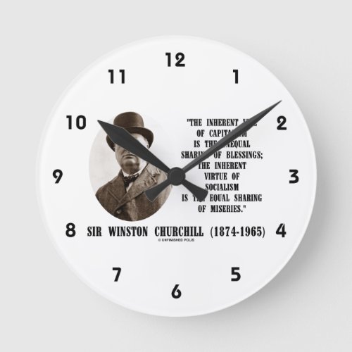 Churchill Inherent Vice Of Capitalism Virtue Quote Round Clock