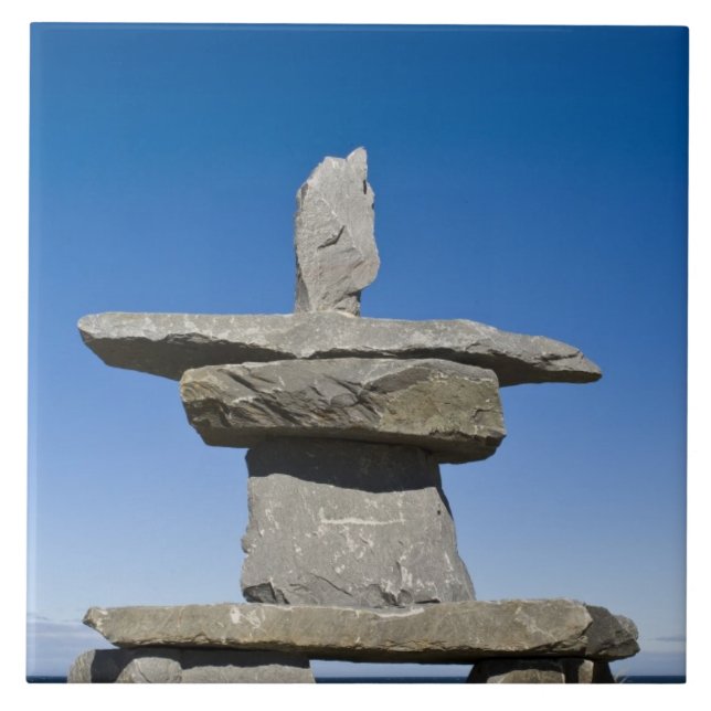 Churchill, Manitoba. Inukshuk Ceramic Tile (Front)