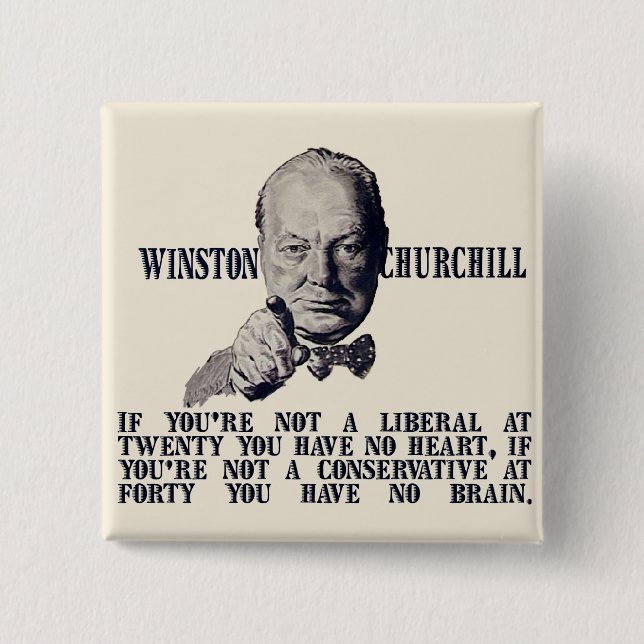 Churchill on Conservatives and Liberals Button (Front)