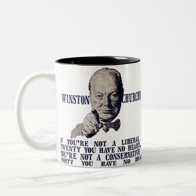Churchill on Conservatives and Liberals Two-Tone Coffee Mug (Left)