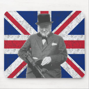 Churchill Posing With A Tommy Gun Mouse Pad