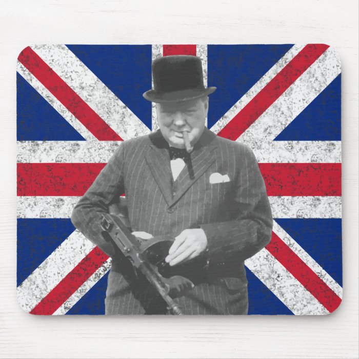 Churchill Posing With A Tommy Gun Mousepad