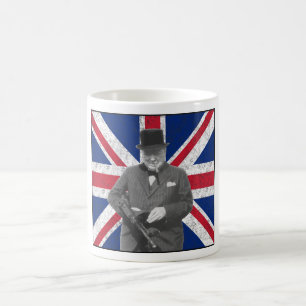 Churchill Posing With The British Flag Coffee Mug