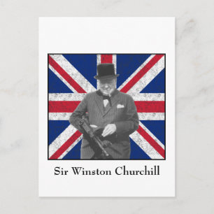 Churchill Posing With The British Flag Postcard