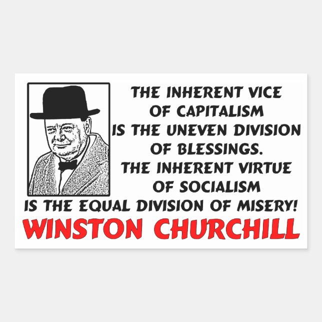 Churchill: Socialism Is Misery! Rectangular Sticker (Front)