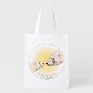 Churchill Souvenirs Polar Bear Art Shirts & Gifts Grocery Bag