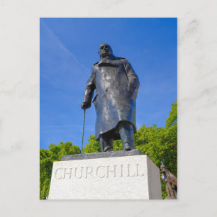 Churchill Statue, London UK Postcard