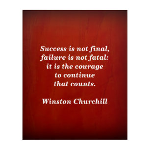 Churchill Success Quote Red Texture Acrylic Art