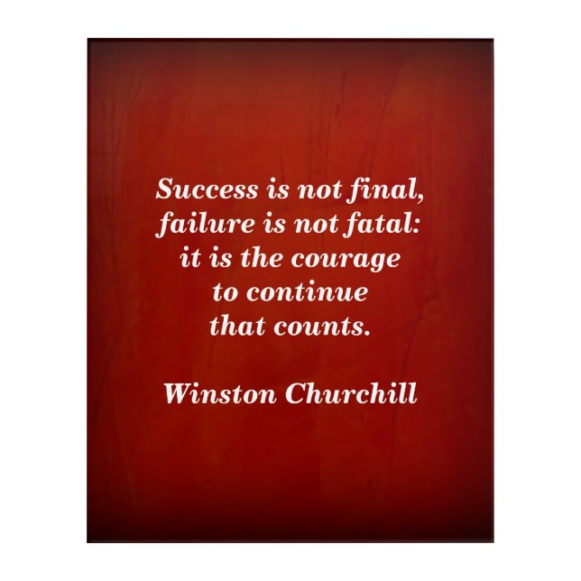 Churchill Success Quote Red Texture Acrylic Art (Front)