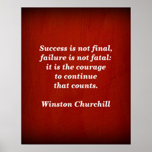 Churchill Success Quote Red Texture Canvas Art Poster