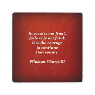 Churchill Success Quote Red Texture Metal Art