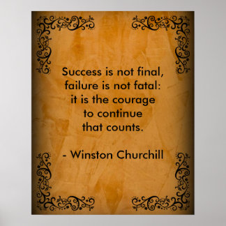 Churchill Success Quote Scroll Stucco Poster