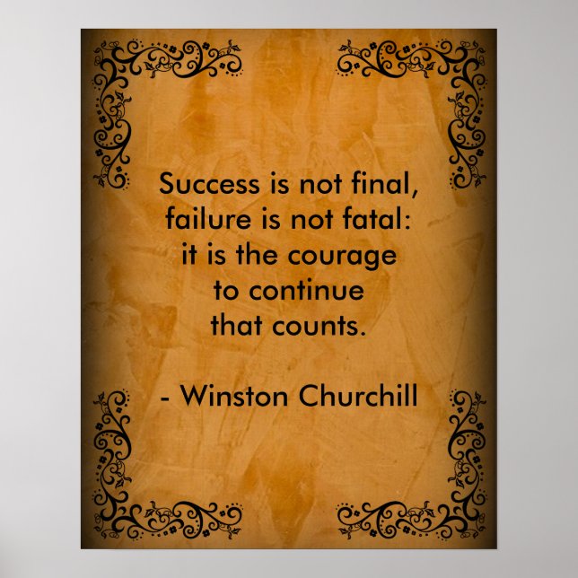 Churchill Success Quote Scroll Stucco Poster (Front)