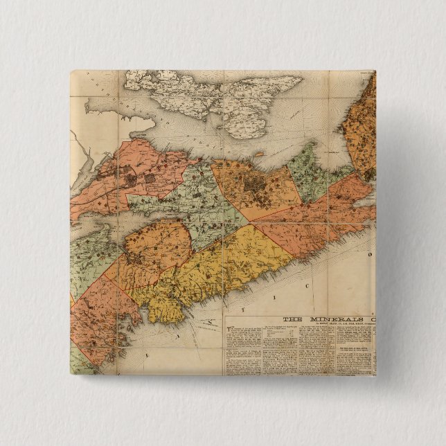 Church's mineral map of Nova Scotia Pinback Button (Front)