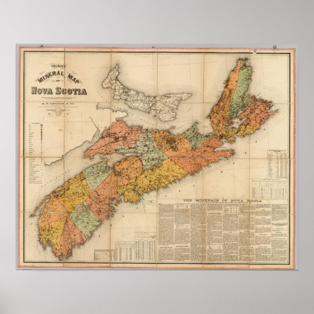 Church's mineral map of Nova Scotia Poster (Front)