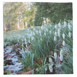 Churchyard Snowdrops in Light Snow - Cloth Napkin