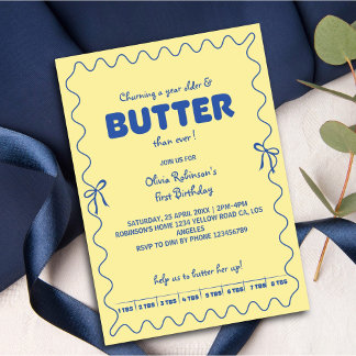 Churning a Year Older Butter Birthday Invitation