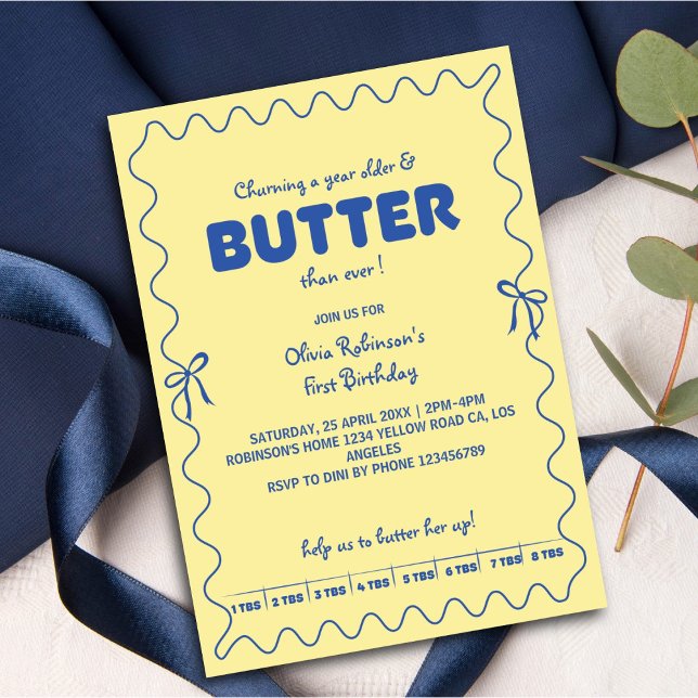Churning a Year Older Butter Birthday  Invitation (Creator Uploaded)
