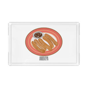 Churro cartoon illustration acrylic tray