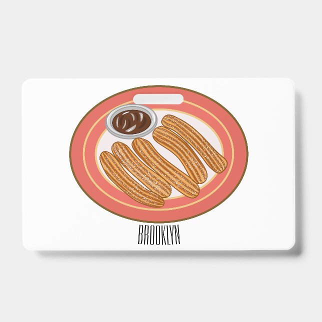 Churro cartoon illustration badge (Front)