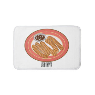 Churro cartoon illustration bath mat