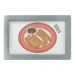 Churro cartoon illustration belt buckle