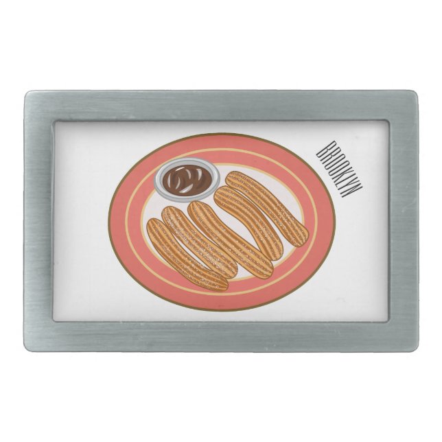 Churro cartoon illustration  belt buckle (Front)