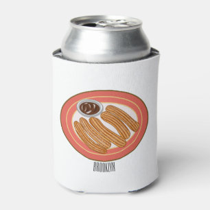 Churro cartoon illustration can cooler