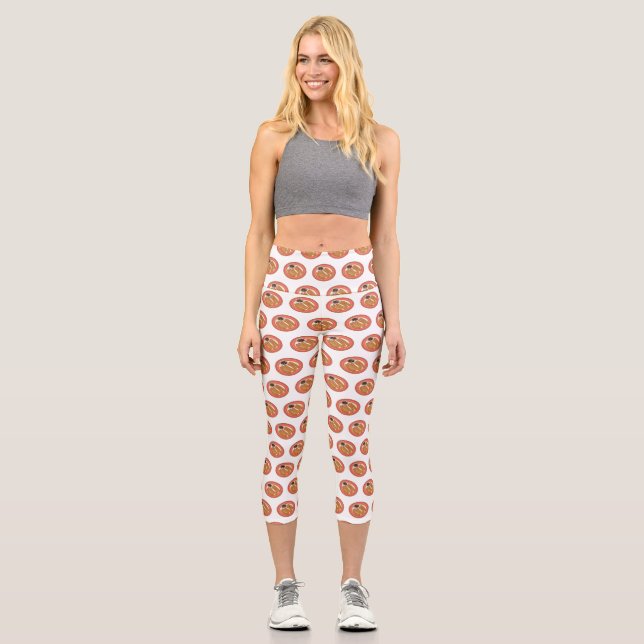 Churro cartoon illustration  capri leggings (Front)
