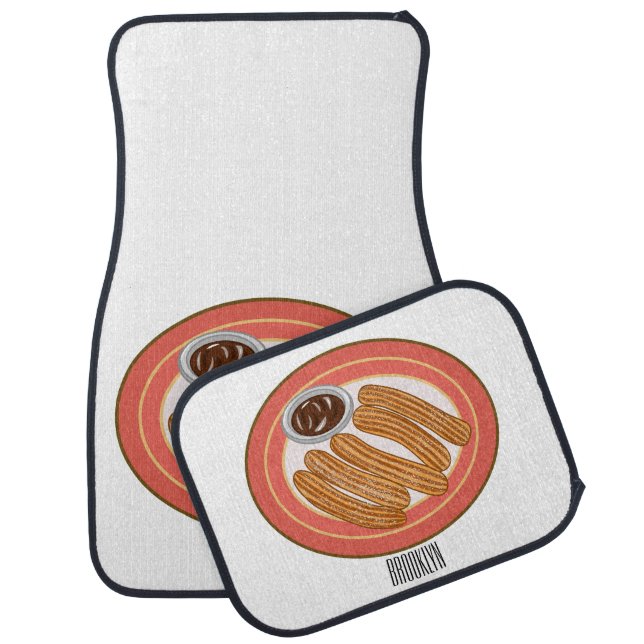 Churro cartoon illustration car floor mat (Set)