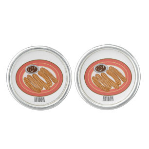 Churro cartoon illustration cufflinks