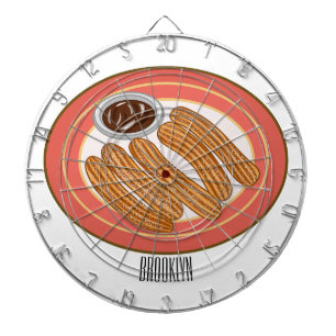 Churro cartoon illustration dart board