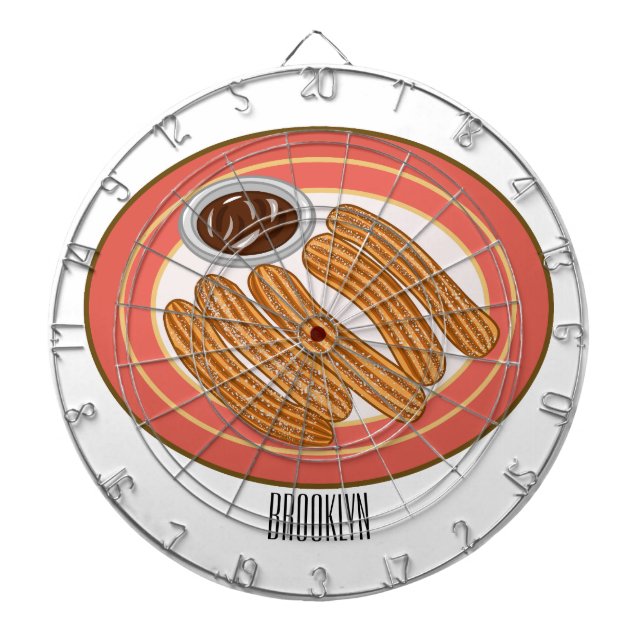 Churro cartoon illustration  dart board (Front)