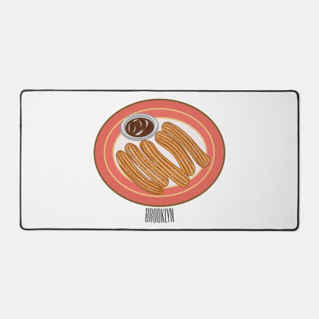Churro cartoon illustration  desk mat (Front)