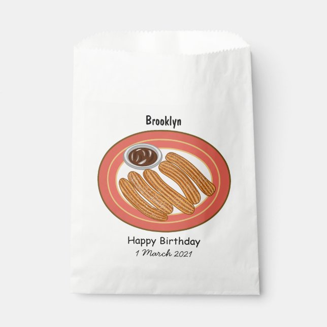 Churro cartoon illustration favor bag (Front)
