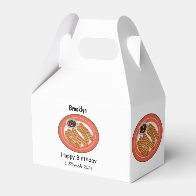 Churro cartoon illustration favor boxes (Front Side)