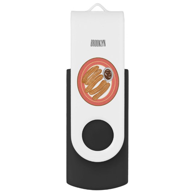 Churro cartoon illustration flash drive (Front Vertical)